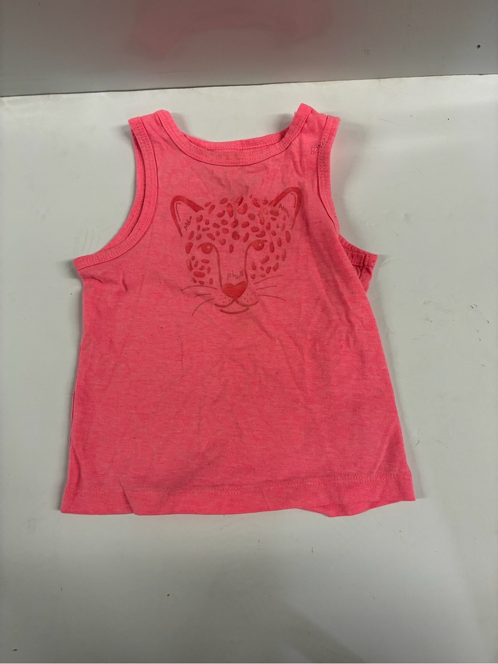 Cat & Jack Coral Pink Leopard Face Tank Top